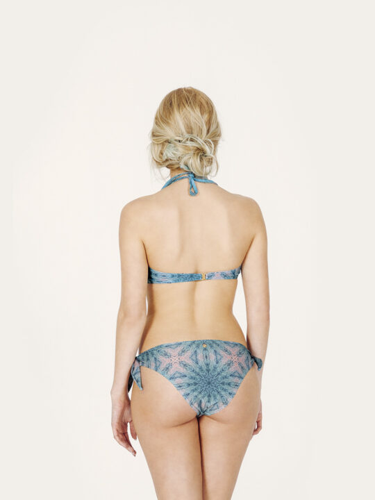 AMATA Bikini básico – Espalda– Estampado Verde/Coral – nadadora.com.es – swimwear
